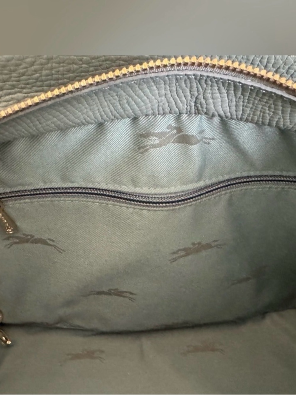 NEW - Longchamp Medium Mailbox Leather Tote Bag in Dusty Blue - Picture 6 of 12